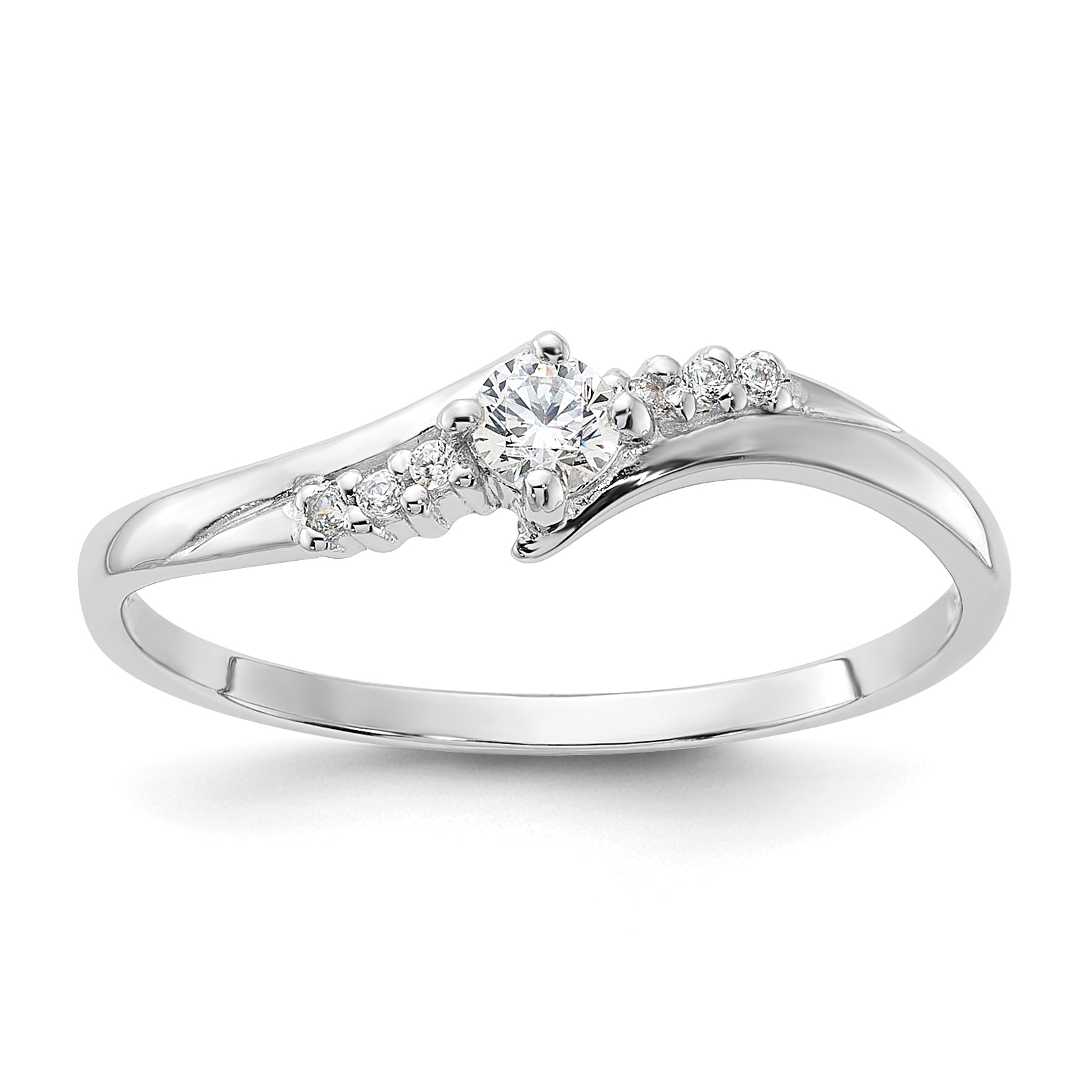 Sterling Silver Rhodium-plated and CZ Ring