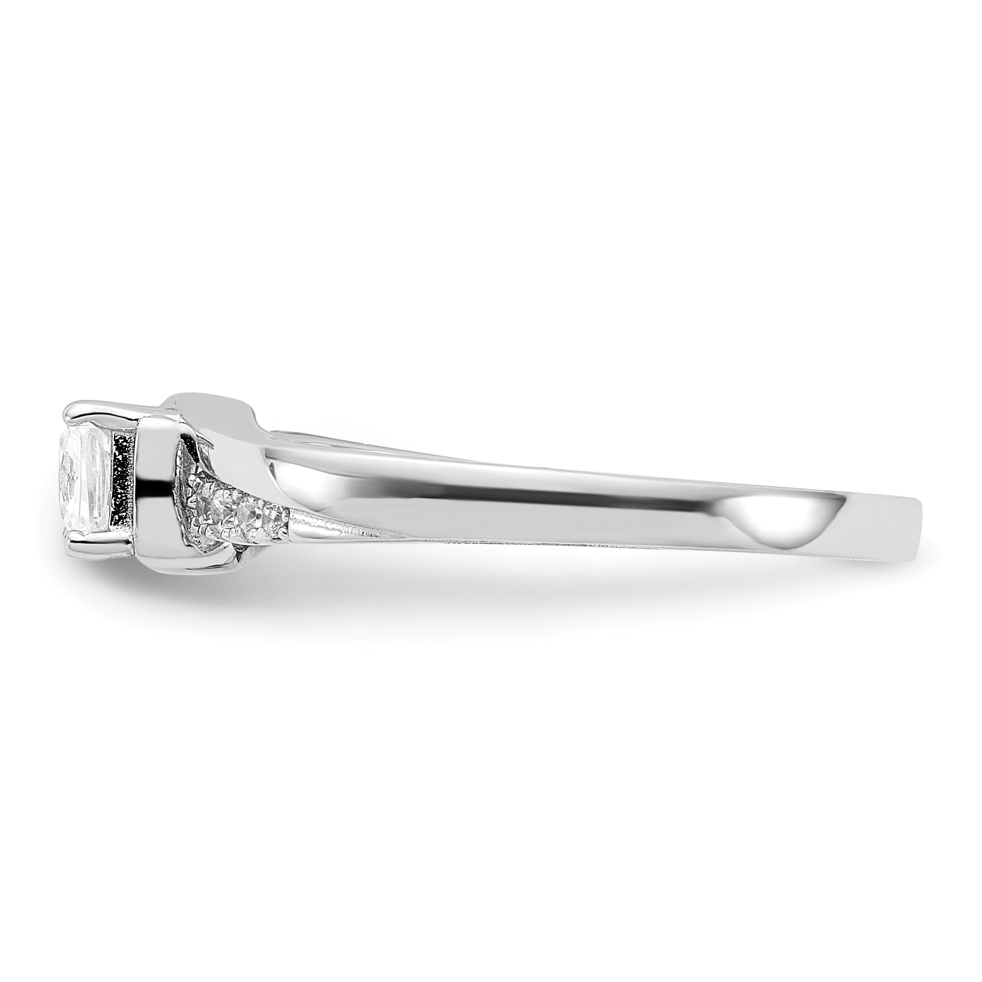 Sterling Silver Rhodium-plated Polished & CZ Ring