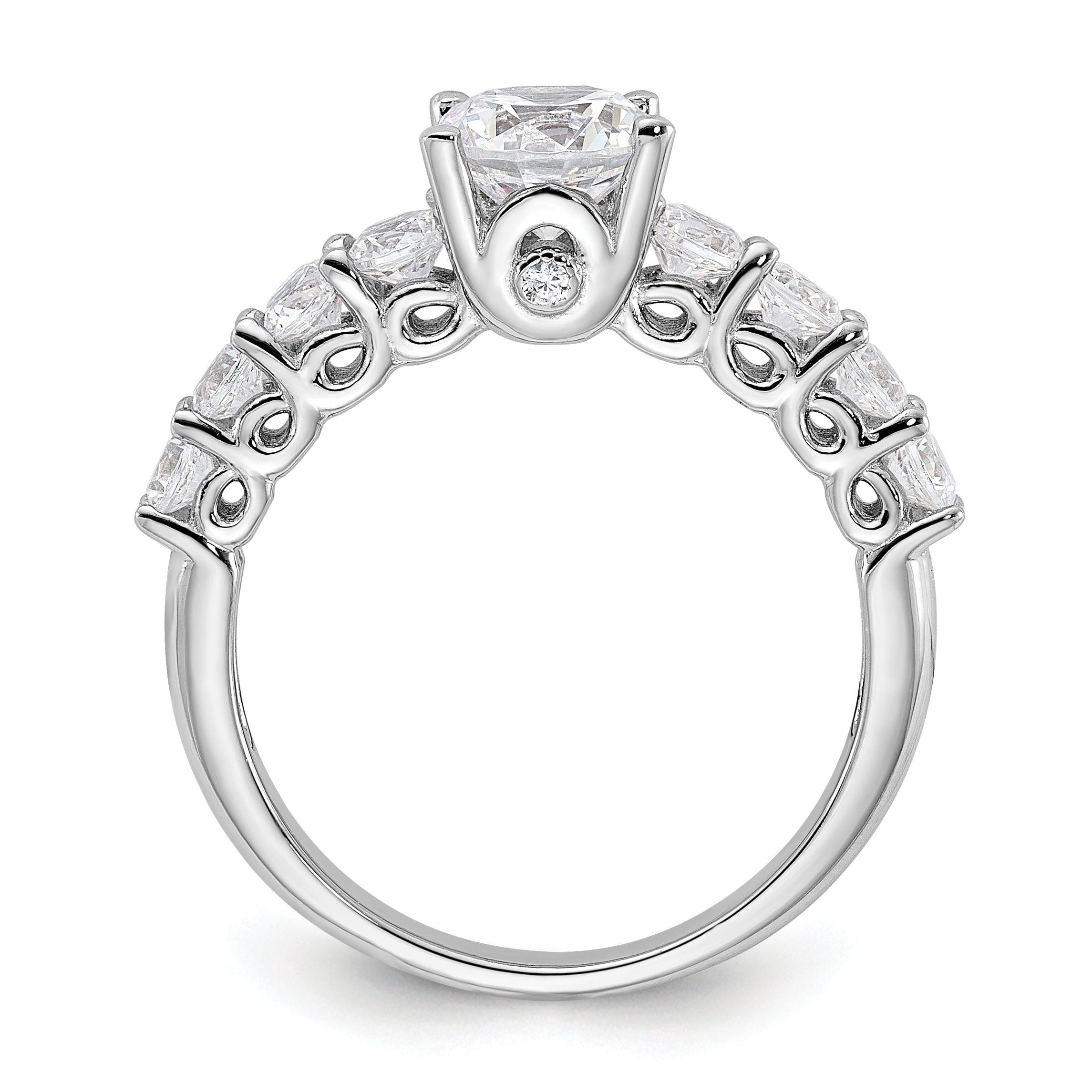 Sterling Silver Rhodium-plated Polished & CZ Ring