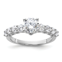 Sterling Silver Rhodium-plated Polished & CZ Ring