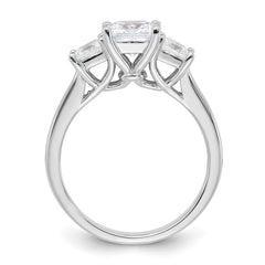 Sterling Silver Rhodium-plated & CZ 3 Stone Ring