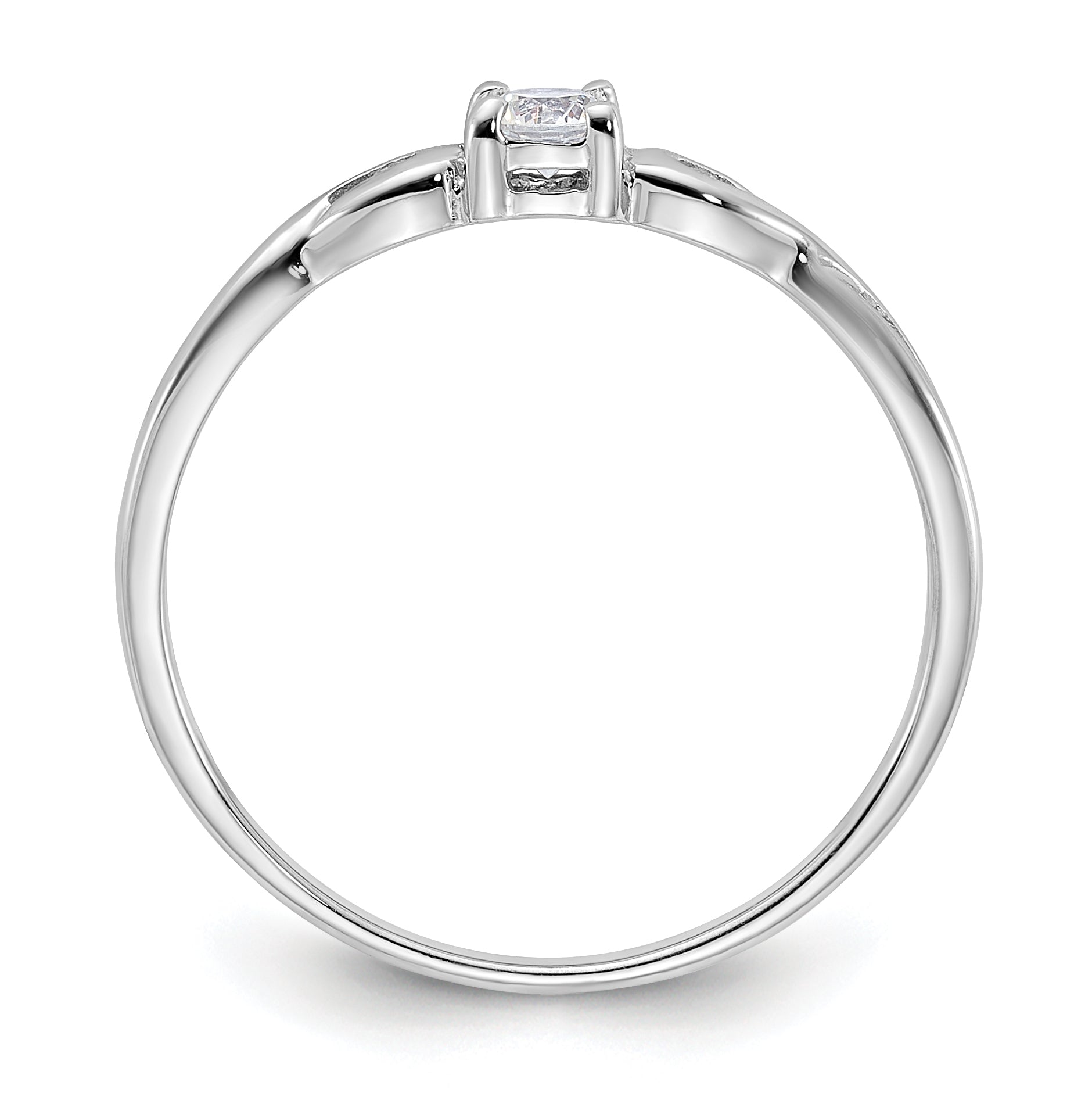 Sterling Silver Rhodium-plated and CZ Ring