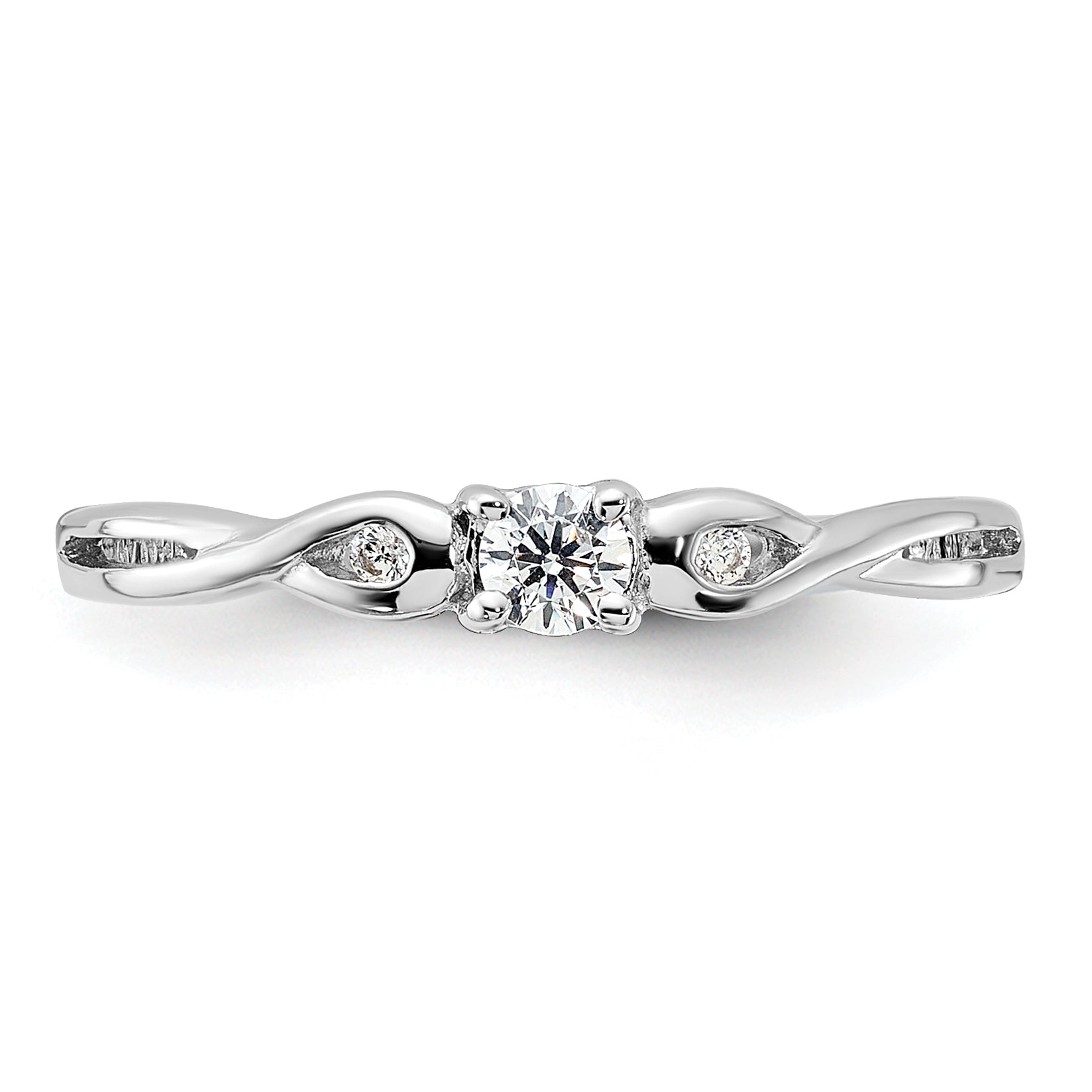 Sterling Silver Rhodium-plated and CZ Ring