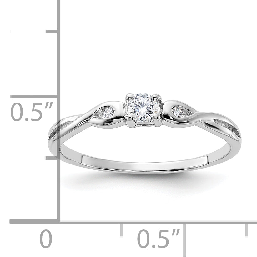 Sterling Silver Rhodium-plated and CZ Ring