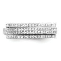 Sterling Silver Polished Rhodium-plated CZ Pav‚ Eternity Motion Ring