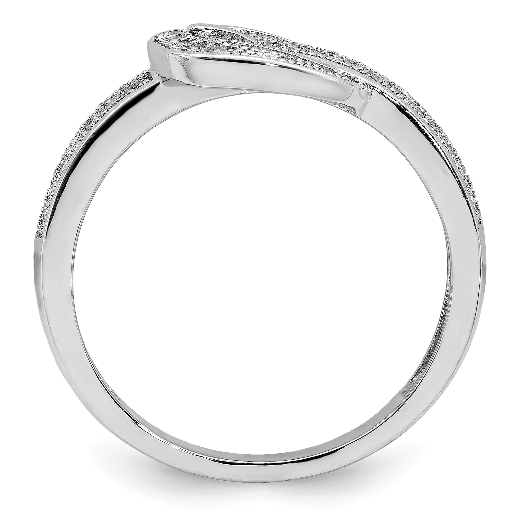 Sterling Silver Rhodium-plated CZ Buckle Ring