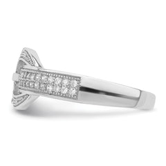 Sterling Silver Rhodium-plated CZ Buckle Ring