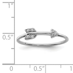 Sterling Silver Rhodium-plated Polished CZ Arrow Ring