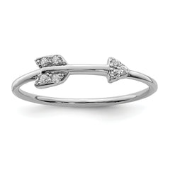 Sterling Silver Rhodium-plated Polished CZ Arrow Ring