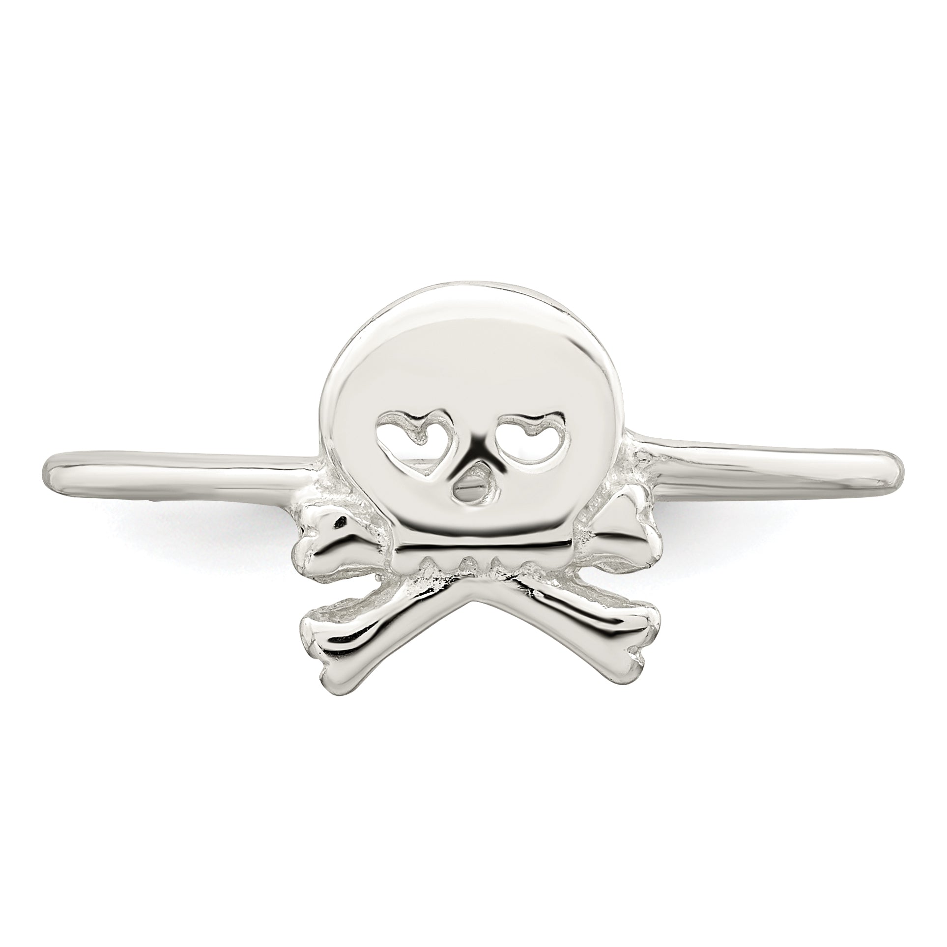 Sterling Silver Polished Skull & Crossbones Ring