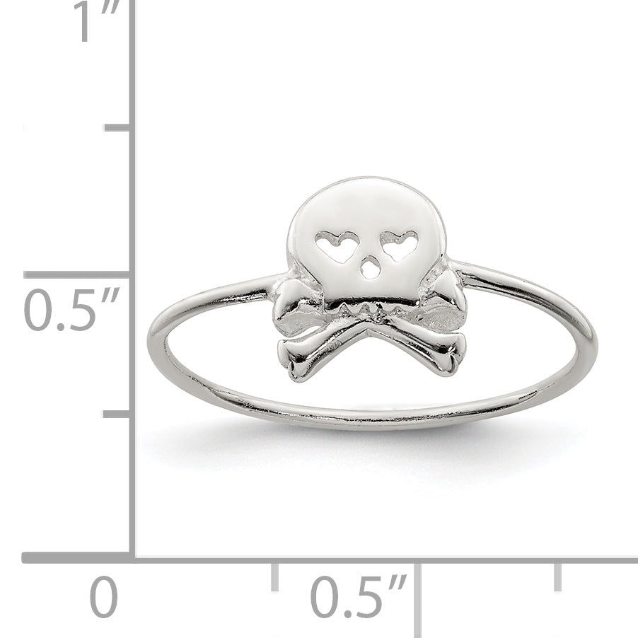 Sterling Silver Polished Skull & Crossbones Ring