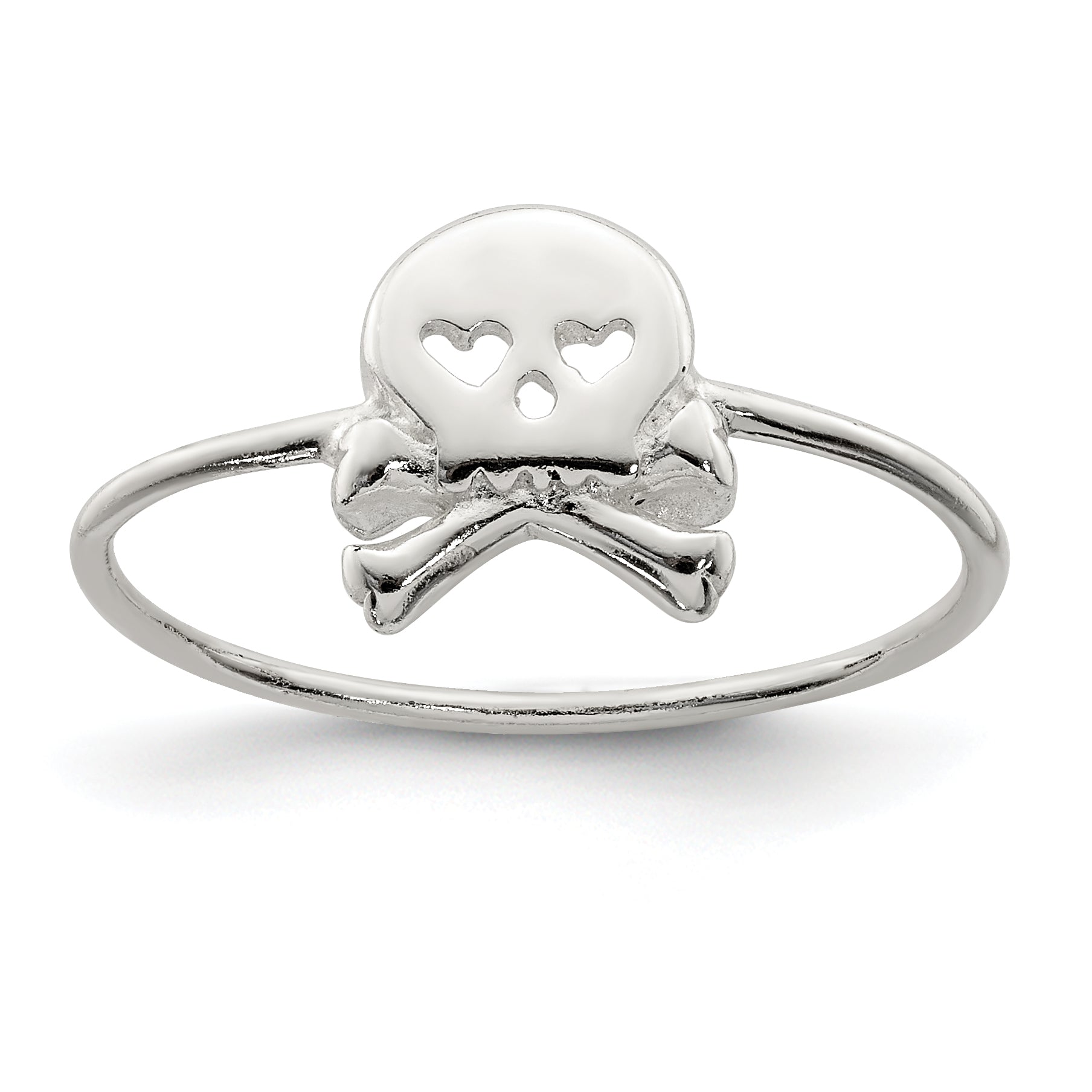 Sterling Silver Polished Skull & Crossbones Ring