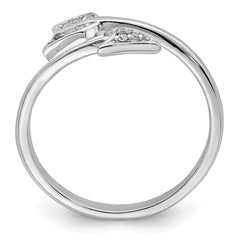 Sterling Silver Rhodium-plated Polished CZ Arrow Ring