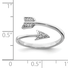 Sterling Silver Rhodium-plated Polished CZ Arrow Ring