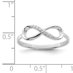 Sterling Silver Rhodium-plated Polished CZ Infinity Ring