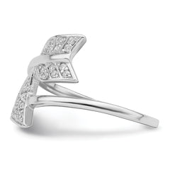 Sterling Silver Rhodium-plated Adjustable Polished CZ Arrow Ring