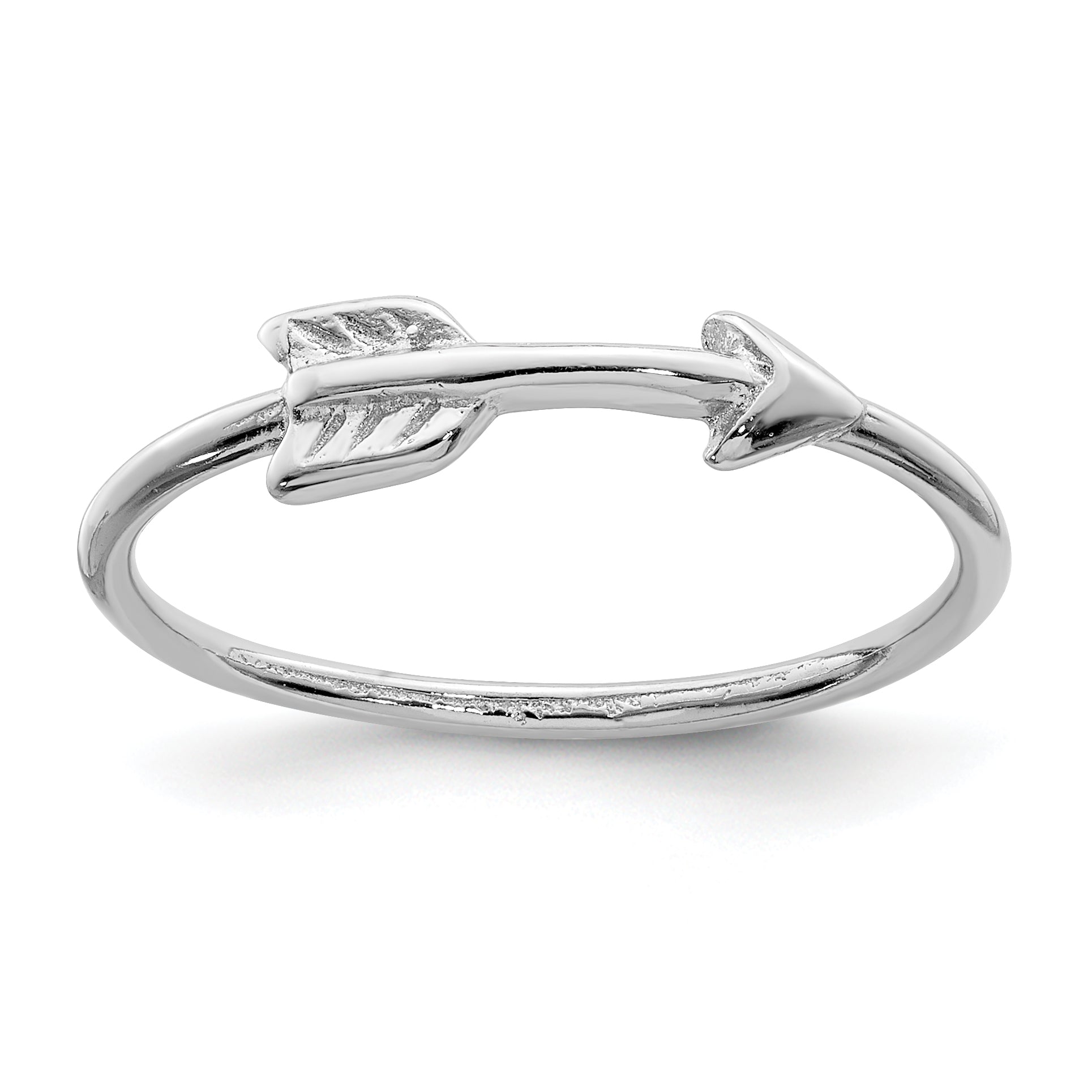 Sterling Silver Rhodium-plated Polished Arrow Ring