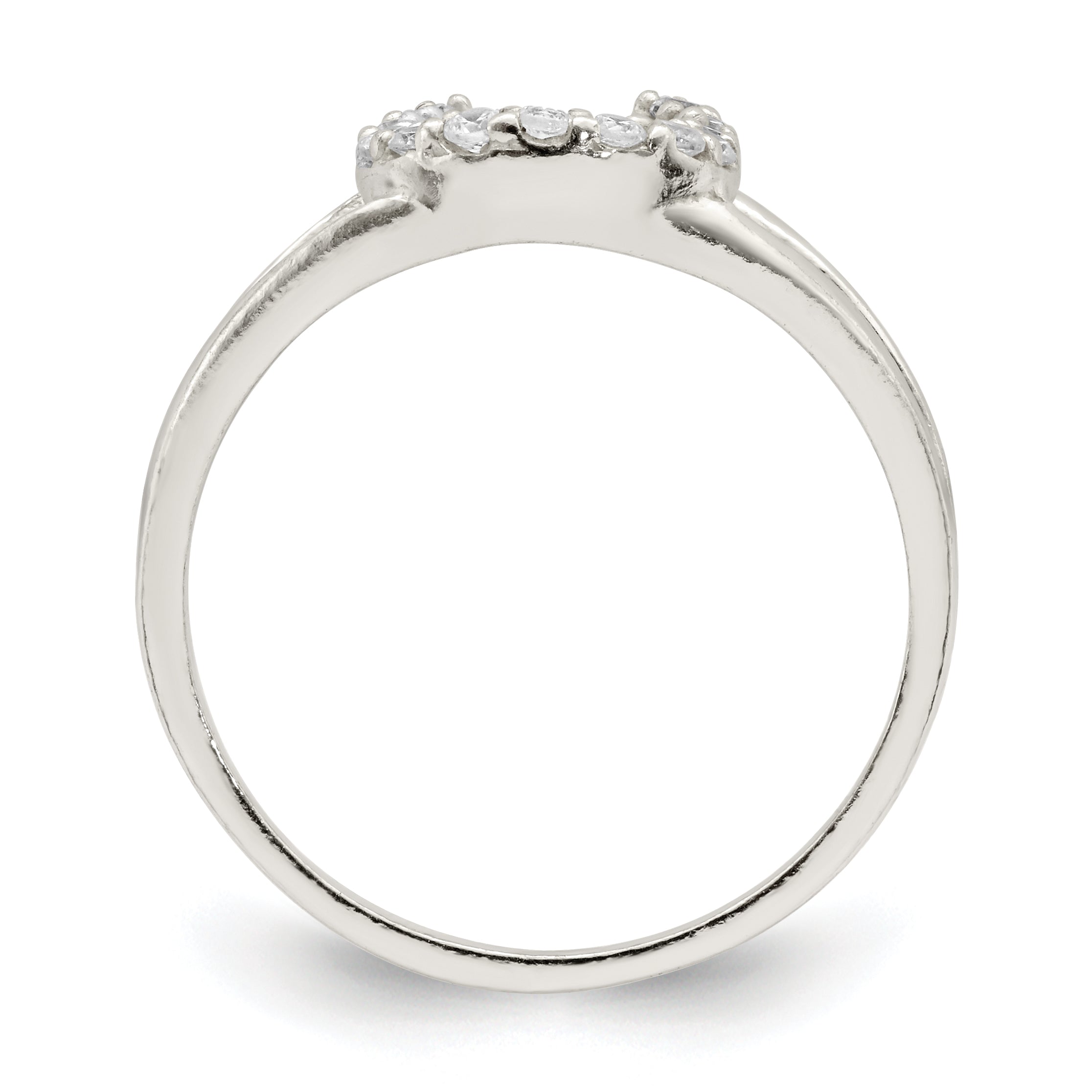 Sterling Silver Polished CZ Horseshoe Ring