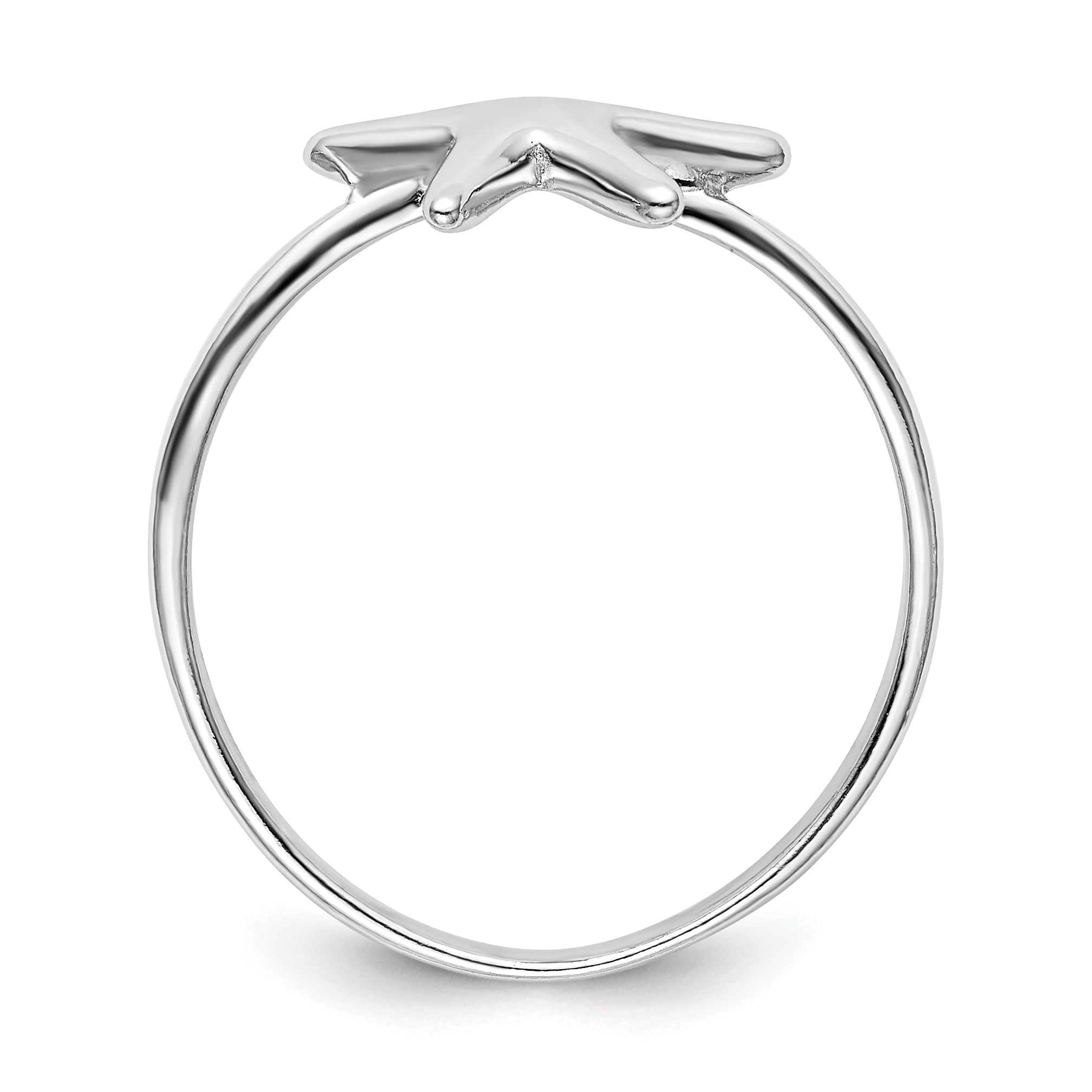 Sterling Silver Rhodium-plated Polished Starfish Ring