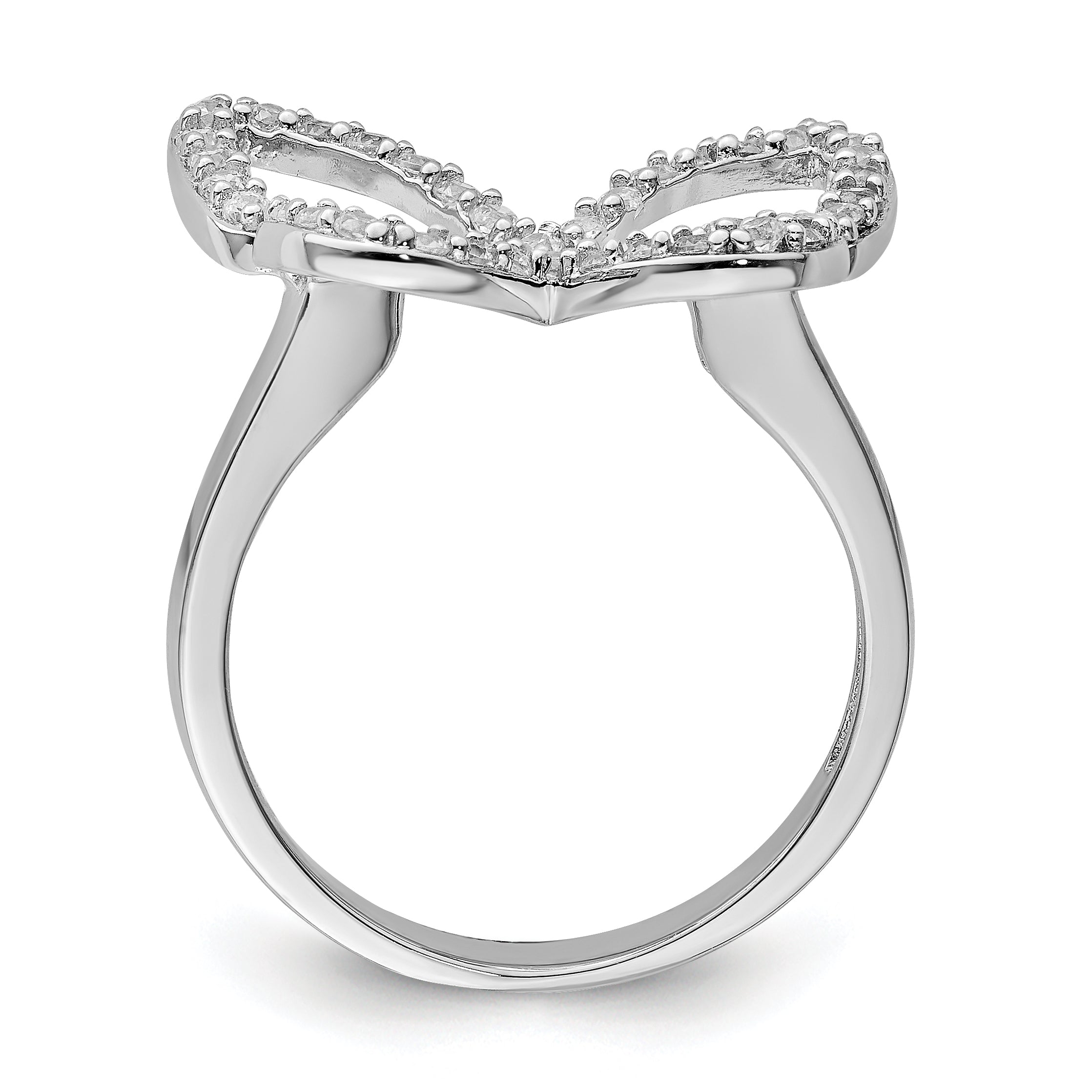 Sterling Silver Rhodium-plated CZ Butterfly Ring