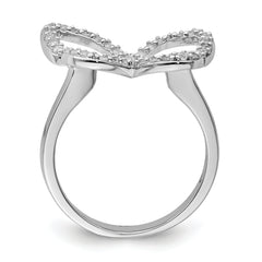 Sterling Silver Rhodium-plated CZ Butterfly Ring