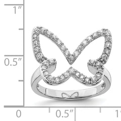 Sterling Silver Rhodium-plated CZ Butterfly Ring