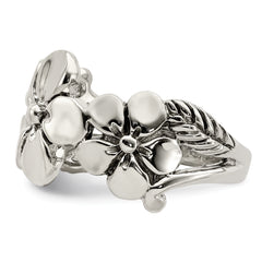 Sterling Silver Polished/Antiqued Flower Ring