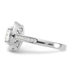 Sterling Silver Rhodium-plated & CZ Oval Ring