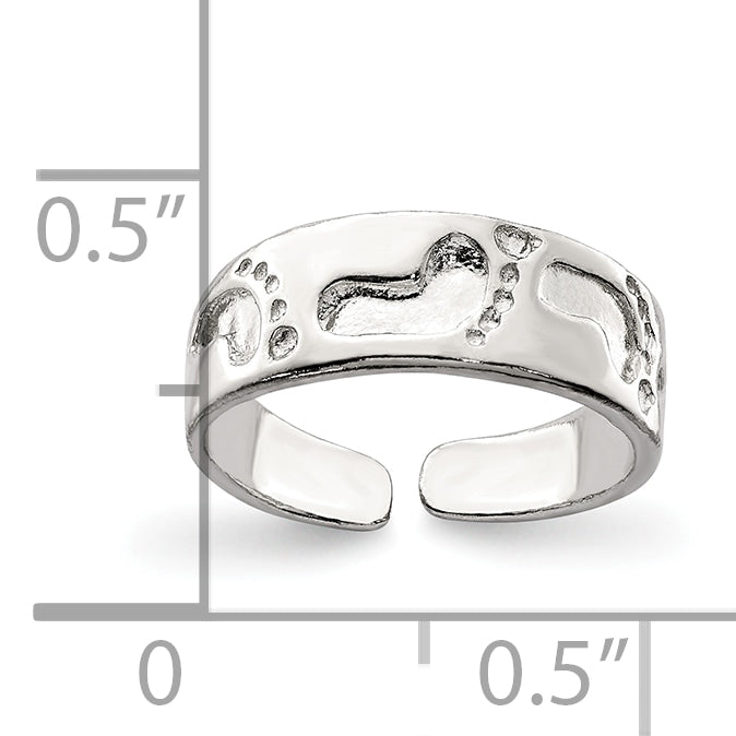 Sterling Silver Foot Print Toe Ring