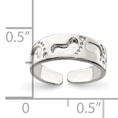 Sterling Silver Foot Print Toe Ring