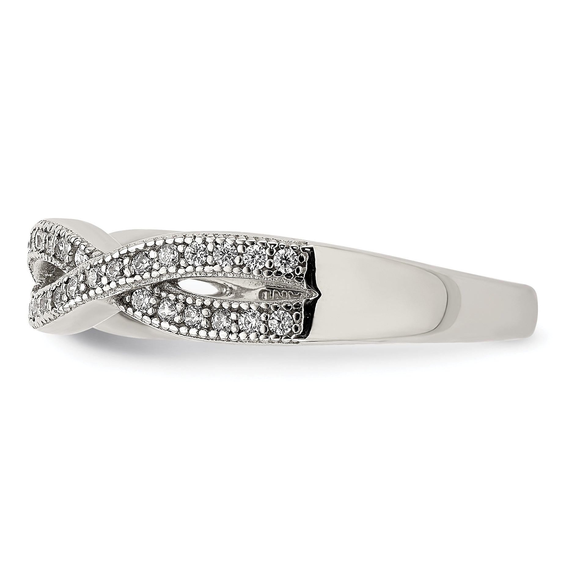 Sterling Silver Rhodium-plated CZ Ring