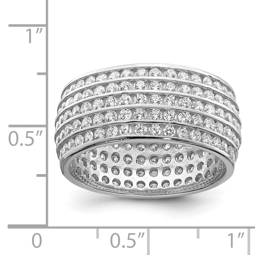 Sterling Silver Rhodium-plated 5-row Eternity Ring