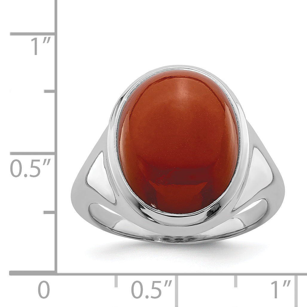 Sterling Silver Rhodium-plated Red Agate Ring