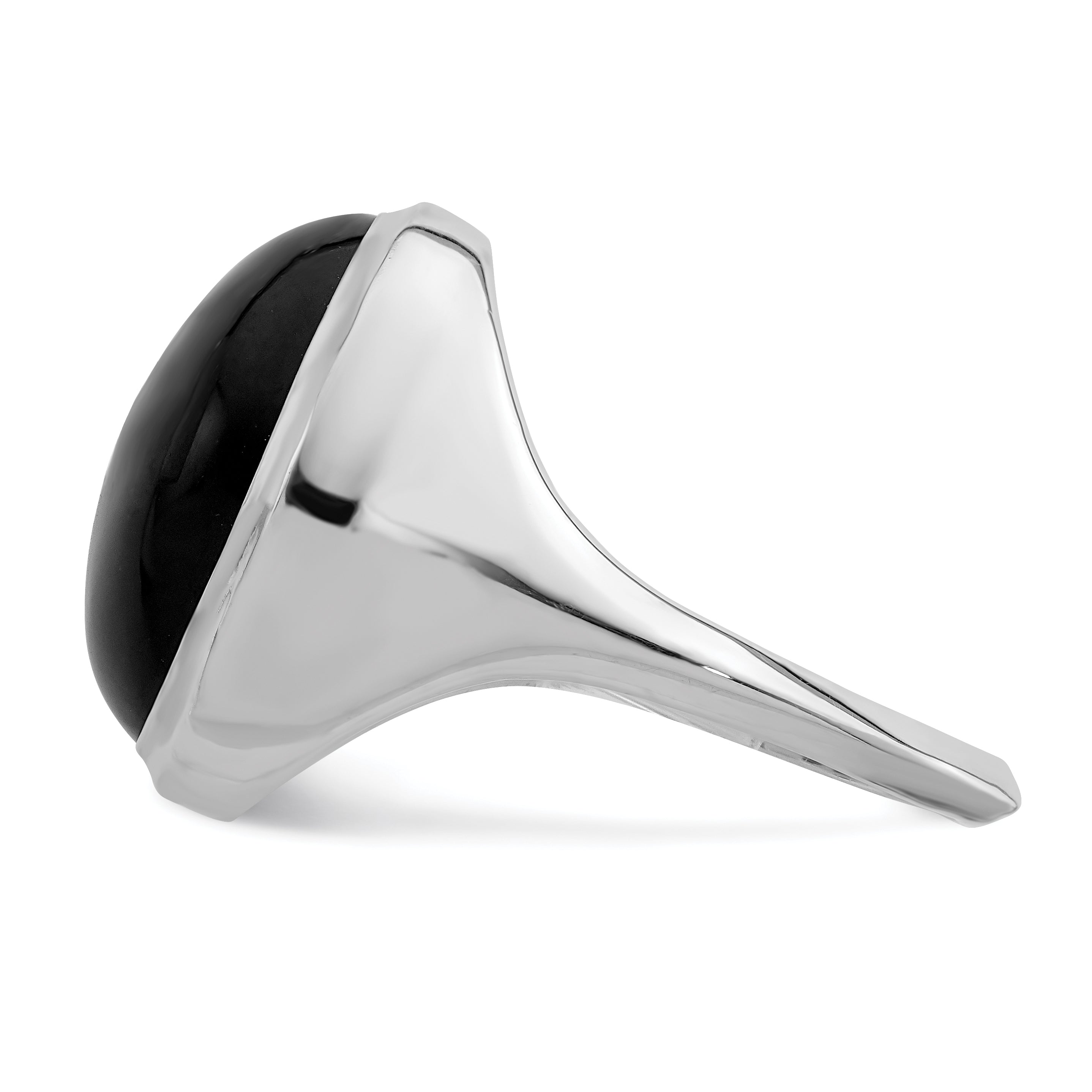 Sterling Silver Rhodium-plated Black Agate Ring