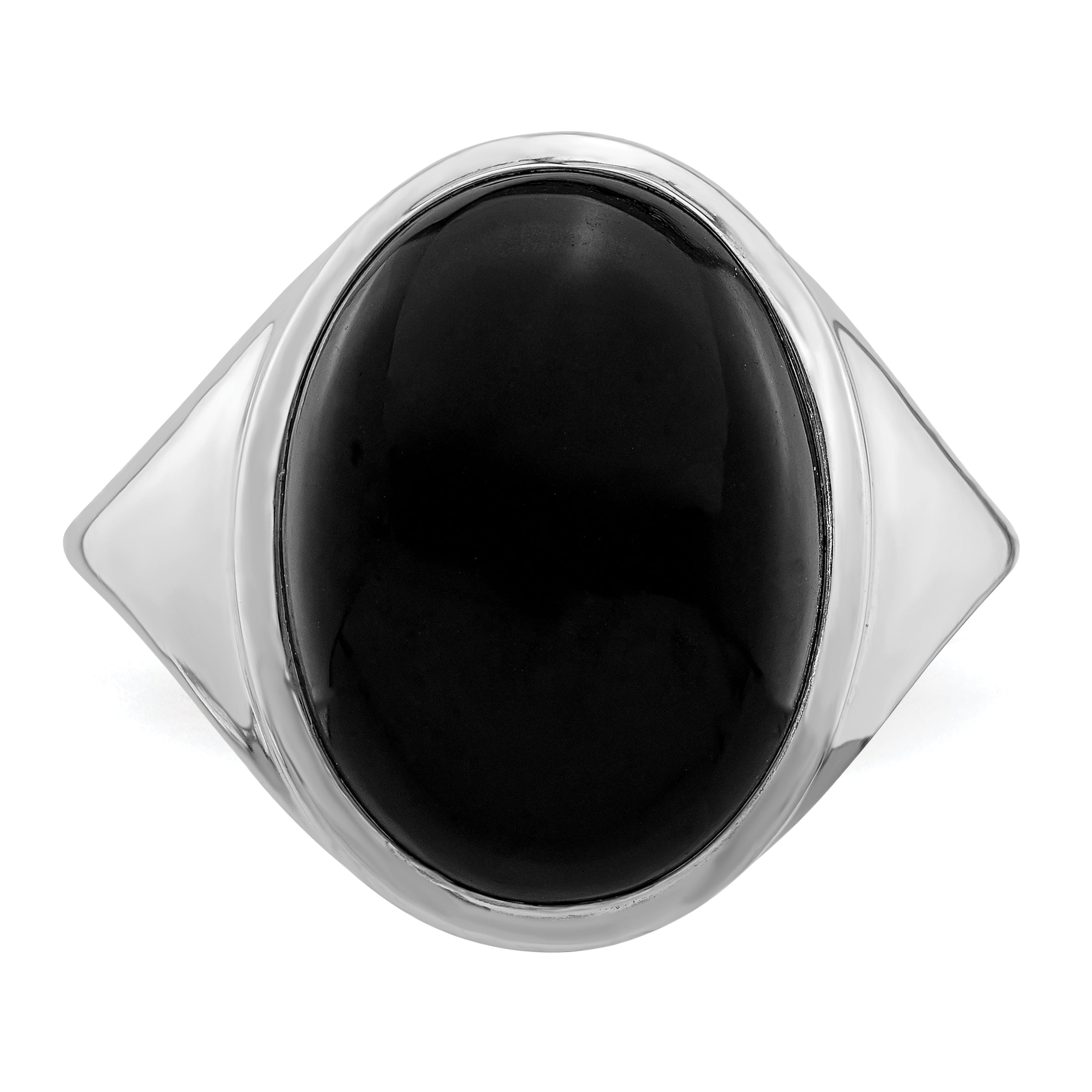 Sterling Silver Rhodium-plated Black Agate Ring