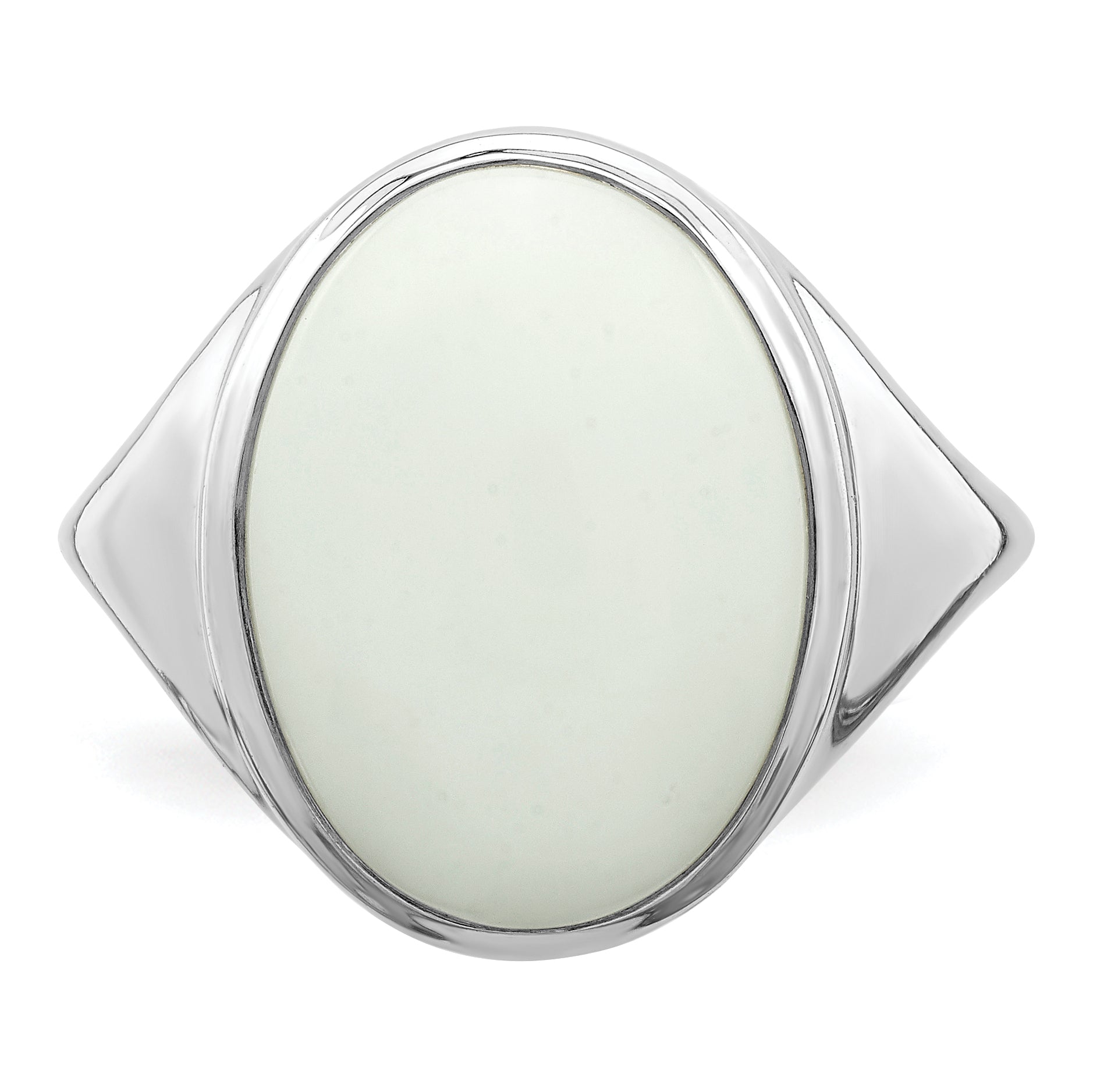 Sterling Silver Rhodium-plated White Agate Ring