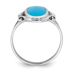 Sterling Silver Rhodium-plated Polished Synthetic Turquoise Ring