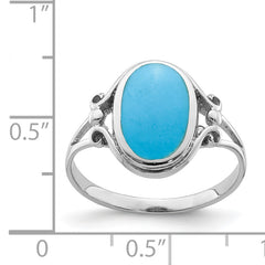 Sterling Silver Rhodium-plated Polished Synthetic Turquoise Ring