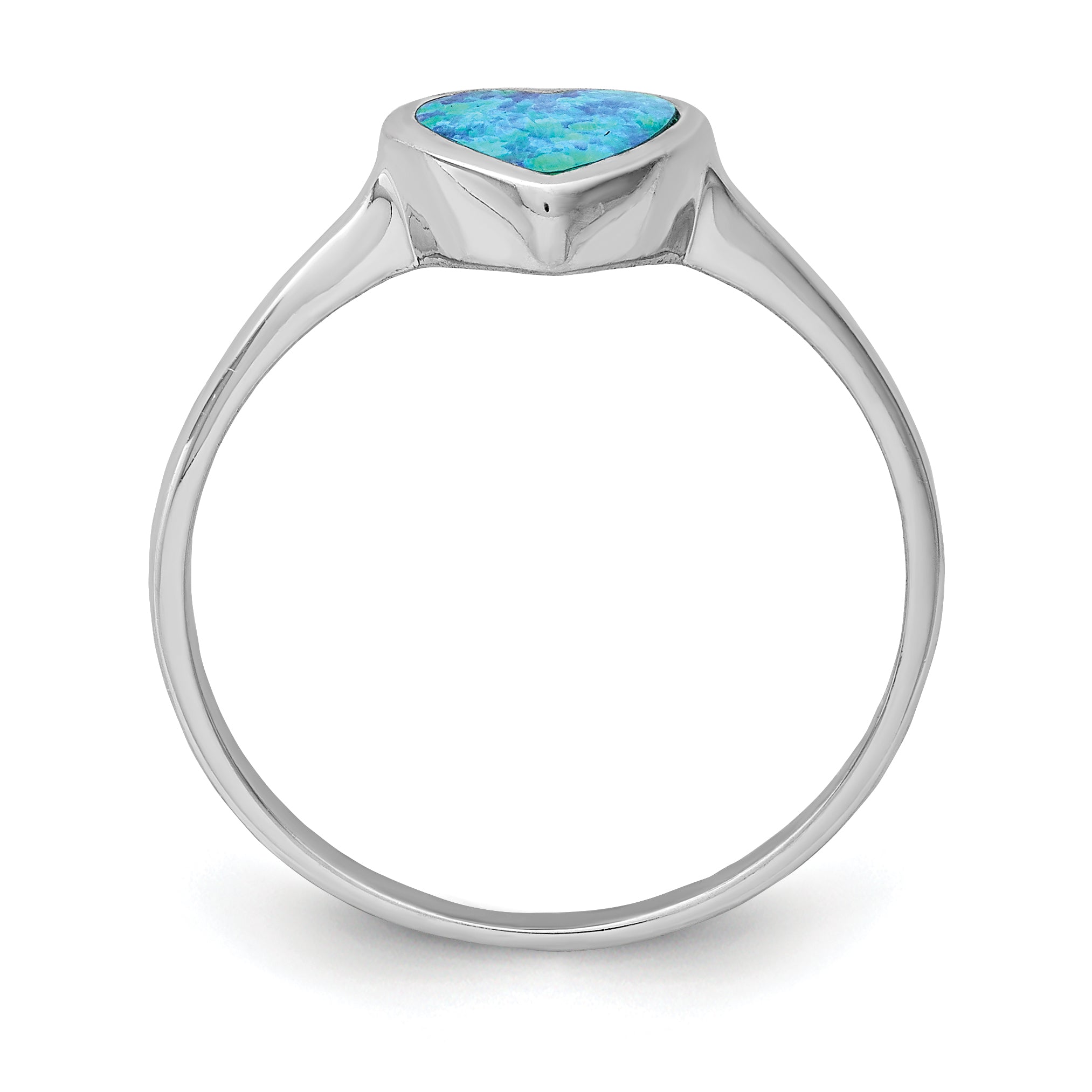 Sterling Silver Rhodium-plated Polished Heart Synthetic Opal Ring