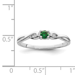 Sterling Silver Rhodium-plated Green & White CZ Ring