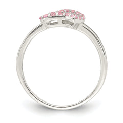 Sterling Silver Polished Pink CZ Heart Ring