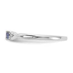 Sterling Silver Rhodium-plated Blue Color & White CZ Ring