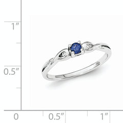 Sterling Silver Rhodium-plated Blue Color & White CZ Ring