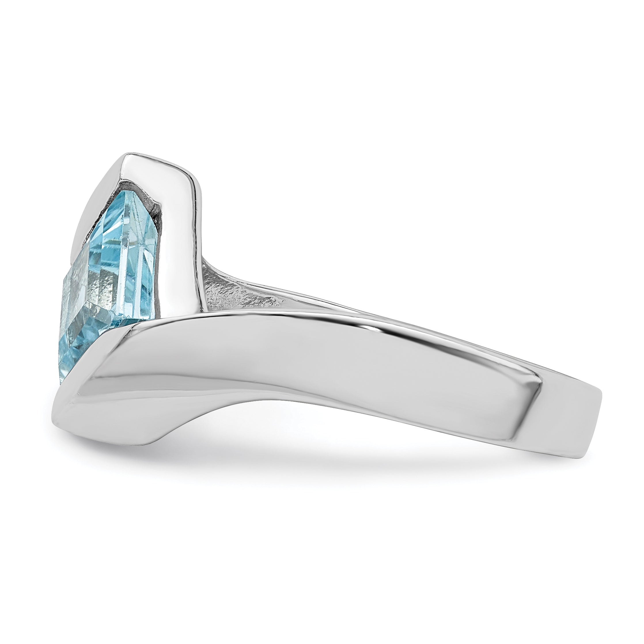 Sterling Silver Rhodium-plated Polished Blue CZ Ring