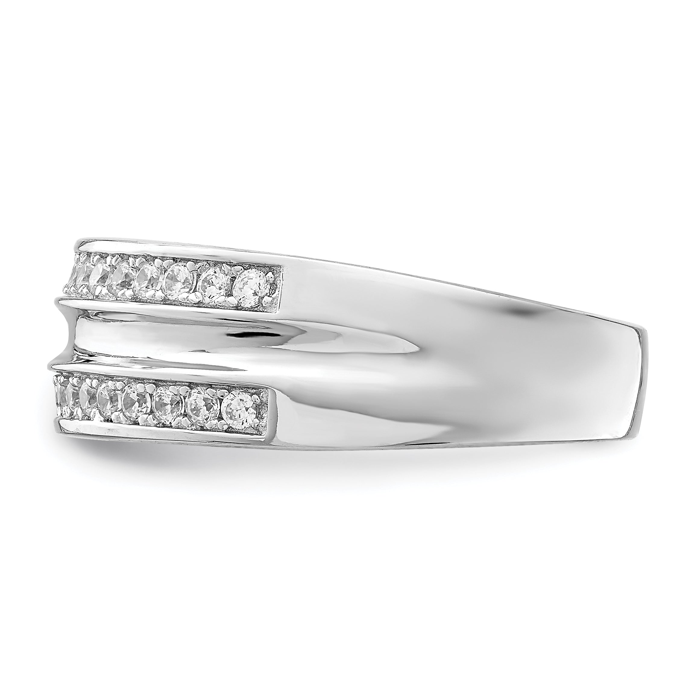 Sterling Silver Rhodium-plated and CZ Ring