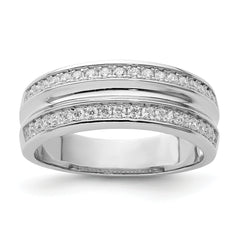 Sterling Silver Rhodium-plated and CZ Ring