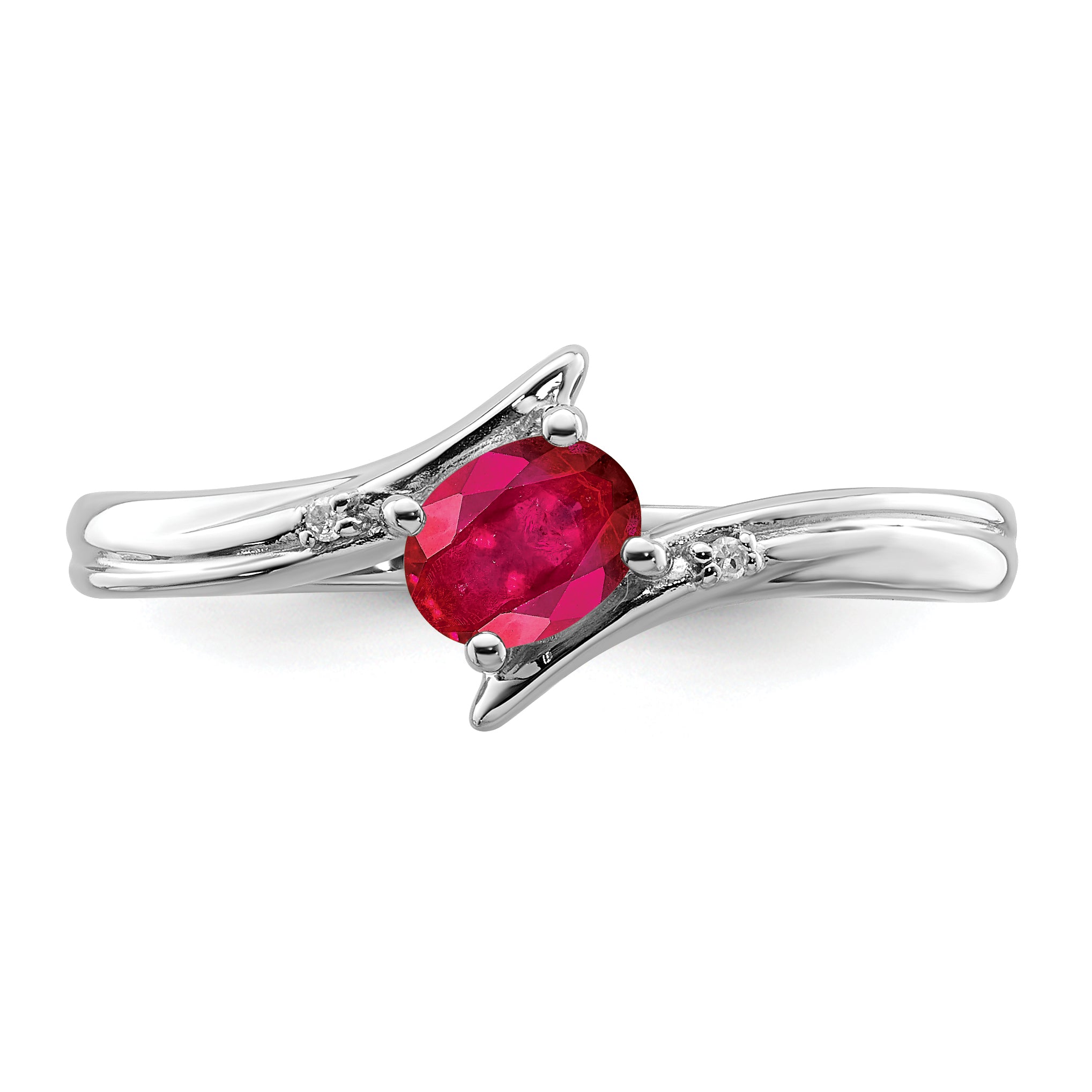 Sterling Silver Rhodium-plated Ruby and Diamond Ring