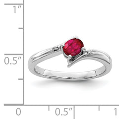 Sterling Silver Rhodium-plated Ruby and Diamond Ring