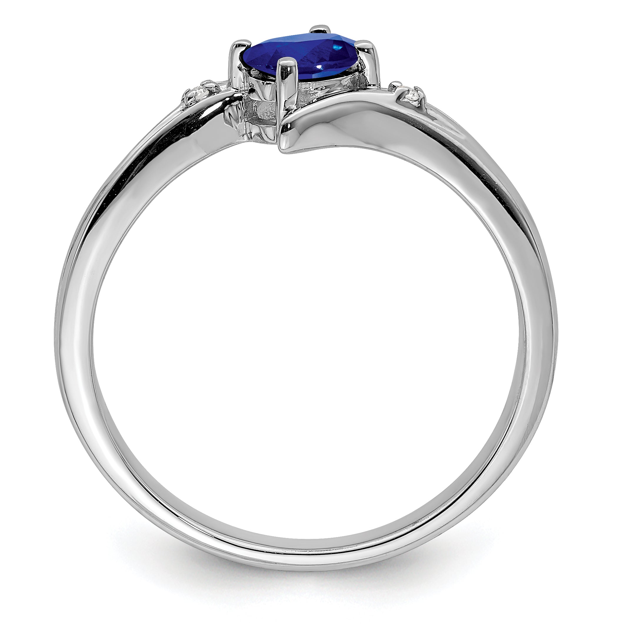 Sterling Silver Rhodium-plated Sapphire and Diamond Ring