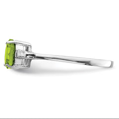 Sterling Silver Rhodium Peridot & CZ Ring